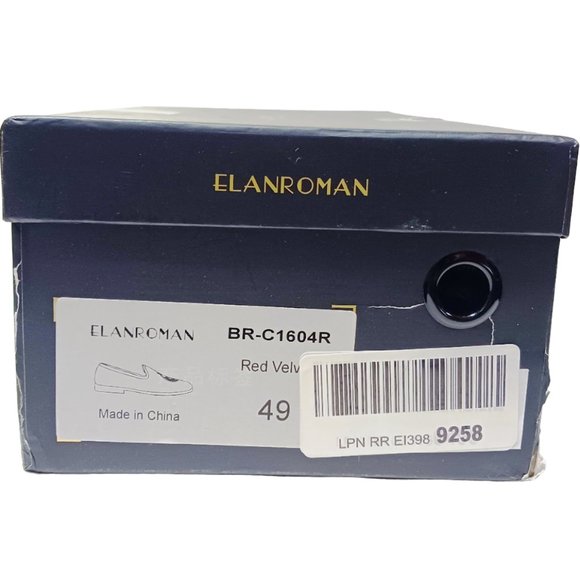 ELANROMAN Men RED Velvet Loafers Embroidered 1.0 and party shoes Size - Picture 8 of 9